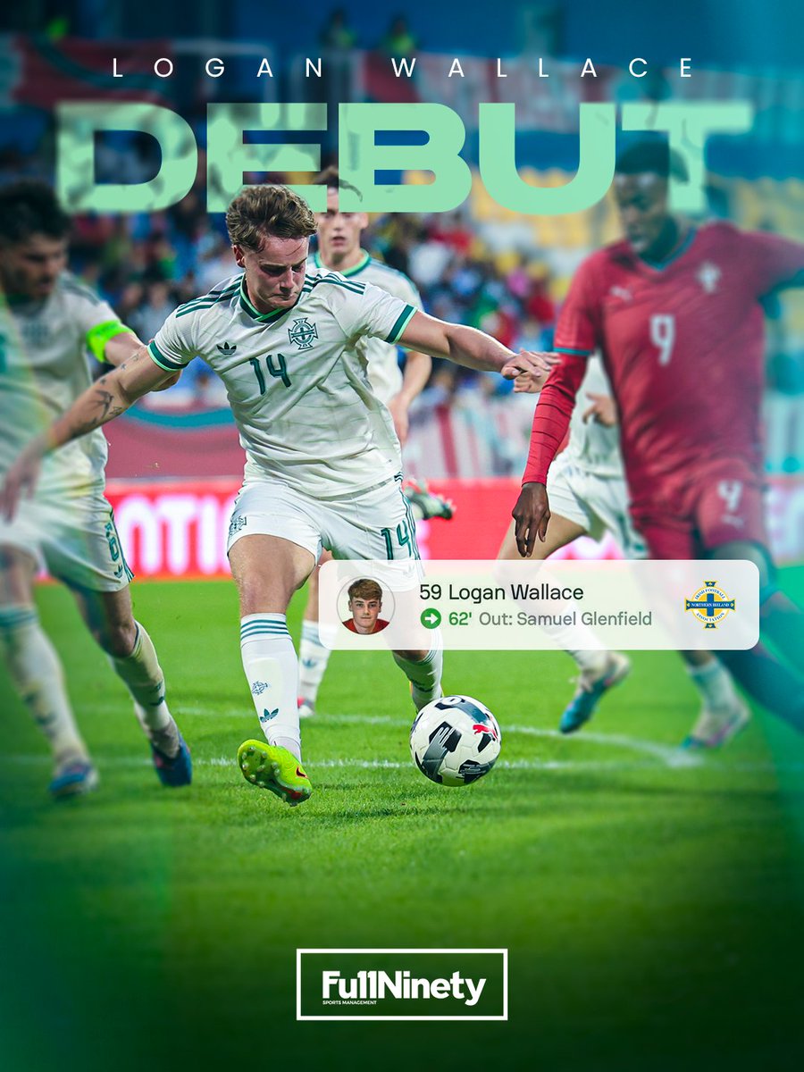 FullNinetySM's tweet photo. ⚽ Congratulations to Logan Wallace on making his Northern Ireland U21 debut against Portugal last night 👏🔥

A fantastic achievement and just the start for a talented young player ✨💪

#LoganWallace #NorthernIreland #GAWA #Larne #FullNinetyFamily🧬 https://t.co/IXVszhLSDj
