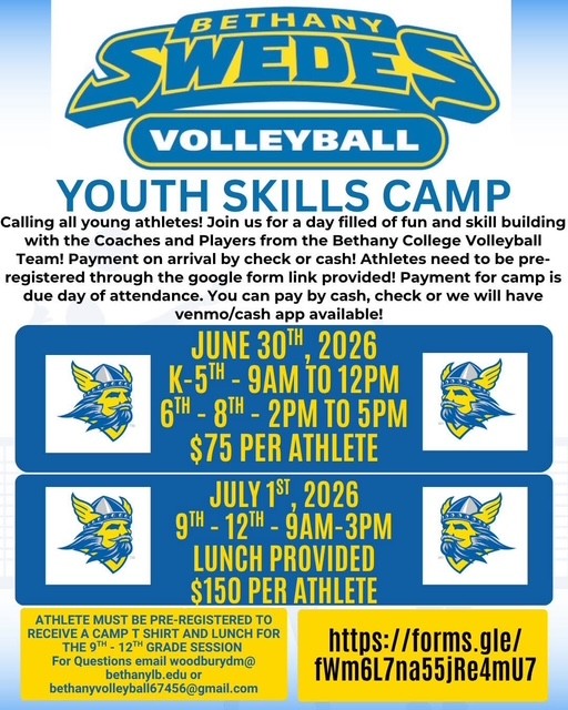 BethanySwedes's tweet photo. 🏐Ready to build up those skills to take your talents to the next level?🏐 

🌟Join us for a day filled of fun and skill building with coaches and players from Bethany College Volleyball🌟

👇Click the link below to pre-register!! 👇

https://t.co/iTTCp1Nxam

#RockarStockar https://t.co/TnZJQoeOrt