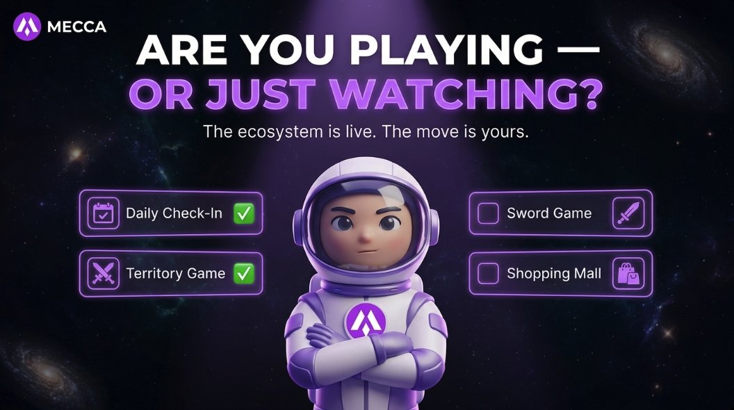 Mecca_Official_'s tweet photo. Be honest with yourself for a second.

Are you actually playing MECCA
or just watching it?

Because there's a difference between
a warrior who talks about the ecosystem
and one who lives in it.

✅ Daily check-in done or skipped?
⚔️ Territory Game fighting or spectating?
🗡️ Sword Game tried or ignored?
🛍️ Shopping Mall explored or forgotten?

The ecosystem is built.
The apps are live.
The points are waiting.

The only variable left is you.

What are you actually doing in MECCA today? 👇

#MECCA #Solana #Web3