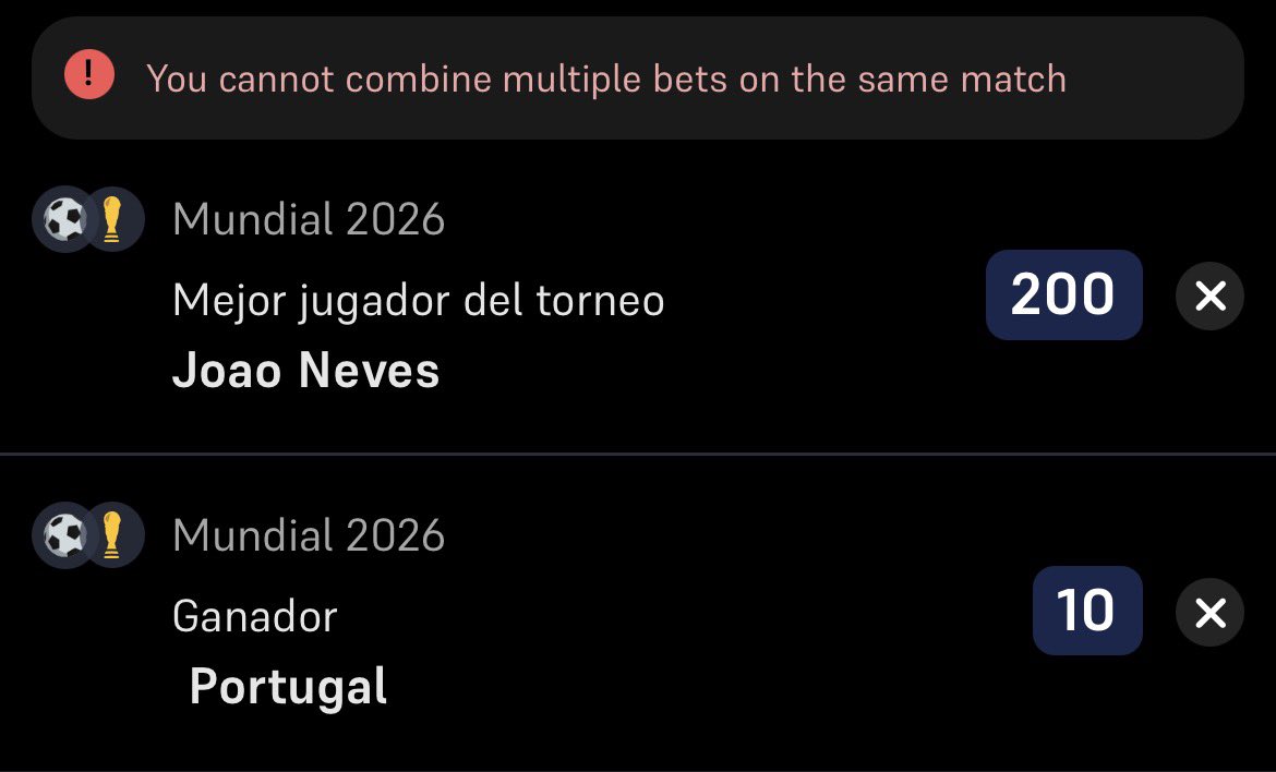 TenienteMcCall's tweet photo. Hola @WinamaxDeportes, sería posible realizar esta apuesta? Gracias https://t.co/t2NT2koahs