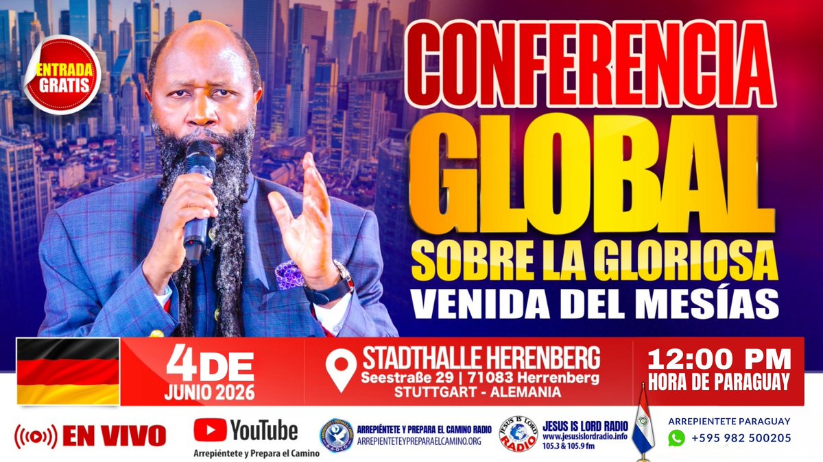 LourdesOlimpia's tweet photo. 🚨 Todos BIENVENIDOS a la GLORIOSA CONFERENCIA  ACERCA de la VENIDA del MESÍAS STUTTGART ALEMANIA 🇩🇪🎺🎺🔥🌿🌿
04/06/2026
#StuttgartWordAblaze https://t.co/1cLzSXor6r