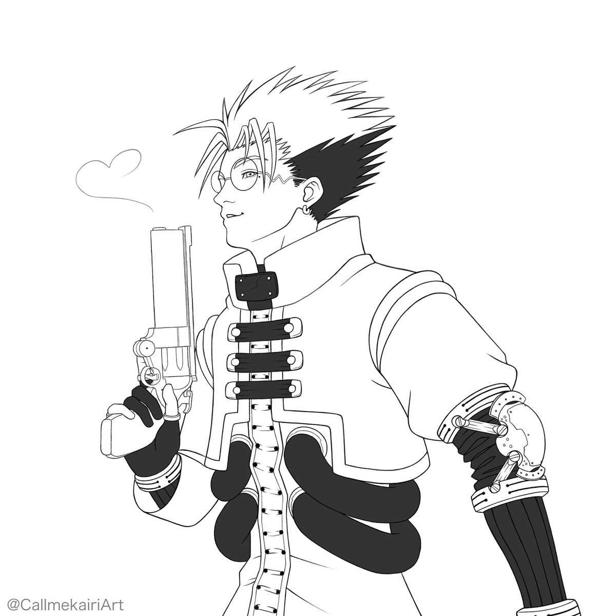 CallmekairiArt's tweet photo. “I never miss my target, and this time -blows- my aim is your heart💘”
Repost of my drawing for @derushii 💛 from 2023
#trigun #trigunmaximum #trimax #vashthestampede https://t.co/GcSTkkOPJX