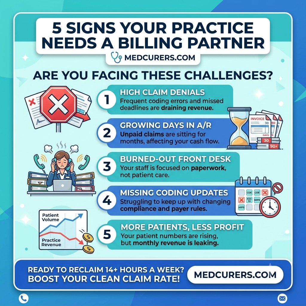 medcurers's tweet photo. Are administrative burdens draining your clinic's profits? 
🌐 Maximize your revenue: https://t.co/U3FzU3gFG8
📞 Call our team: +1 703-423-0364
#MedicalBilling #RevenueCycleManagement #RCM #PracticeManagement #IndependentPractice #MedicalCoding #PracticeFreedom #MedCureRS https://t.co/GTULWfJuPx