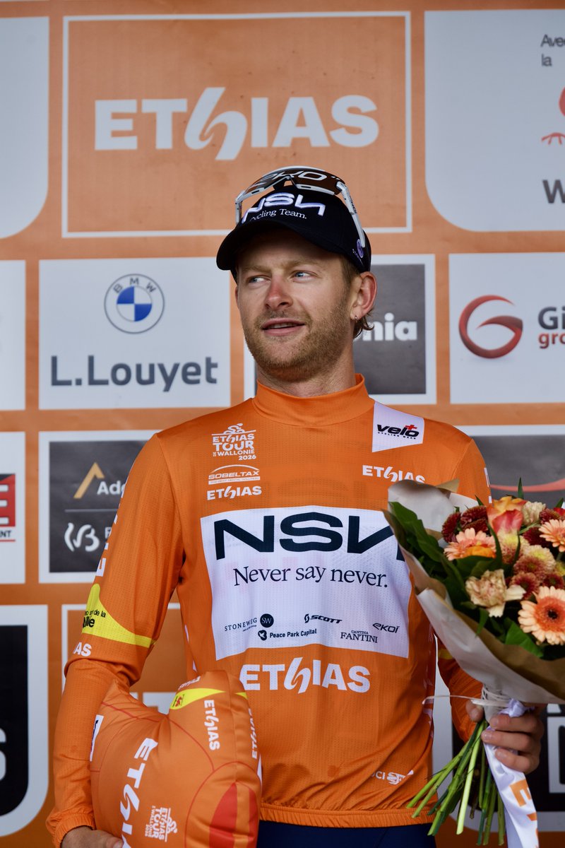 NSNCyclingTeam's tweet photo. Pain and glory for @Riley_Sheehan_ at the @tourdewallonie 🟠

He leads the race by three seconds going into Friday’s final stage, but missed out on soloing to the stage 4️⃣ victory in the most brutal of ways 😢

🇧🇪 #TourdeWallonie #WeAreNSN | @weare_NSN https://t.co/HHhqgrNqbF