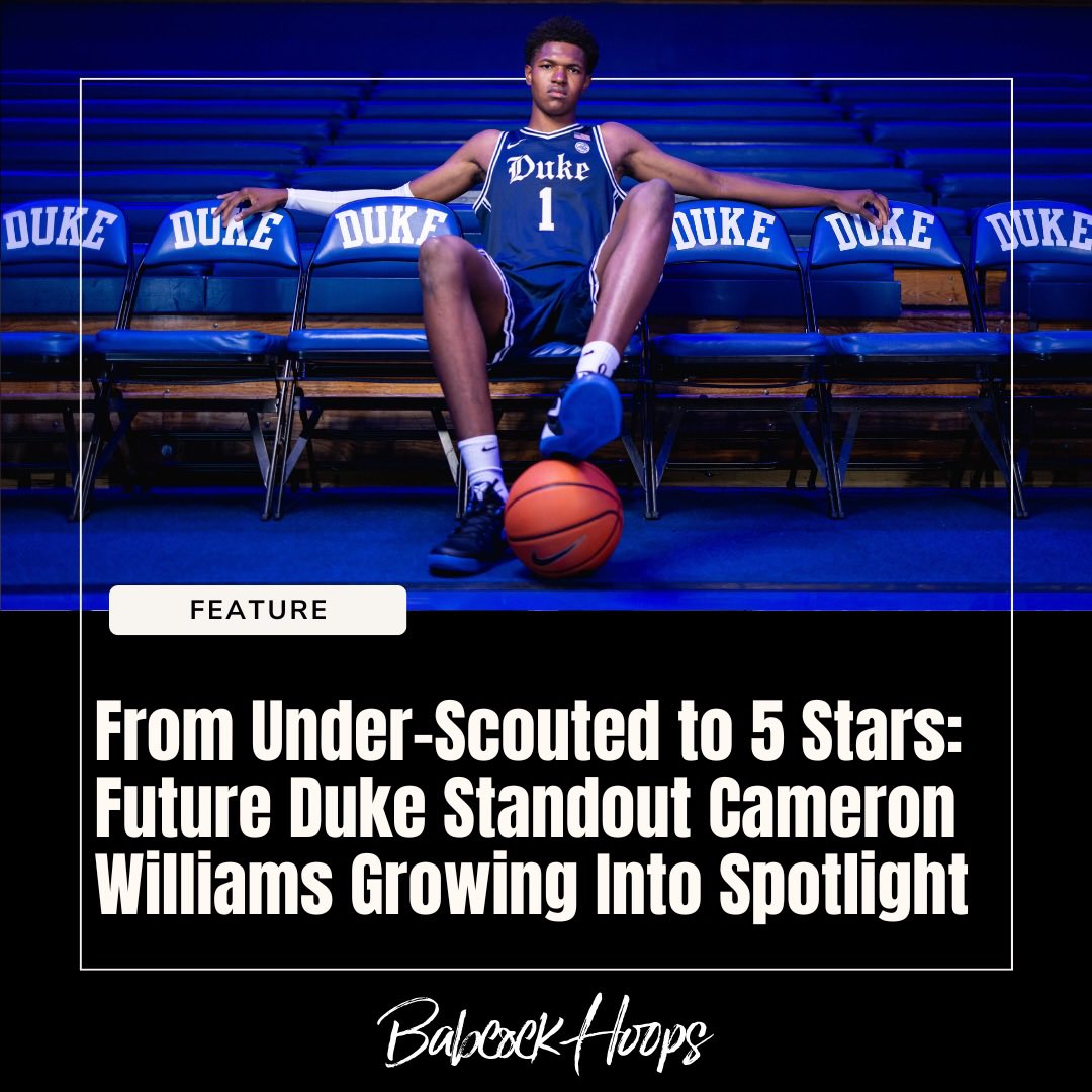 SpinDavies's tweet photo. 📰 @BabcockHoops EXCLUSIVE:

“If he continues to work the way he works and has that humility, you're gonna see a dude.”

Link to our feature profile on Duke’s five-star commit Cam Williams below ⬇️⬇️⬇️