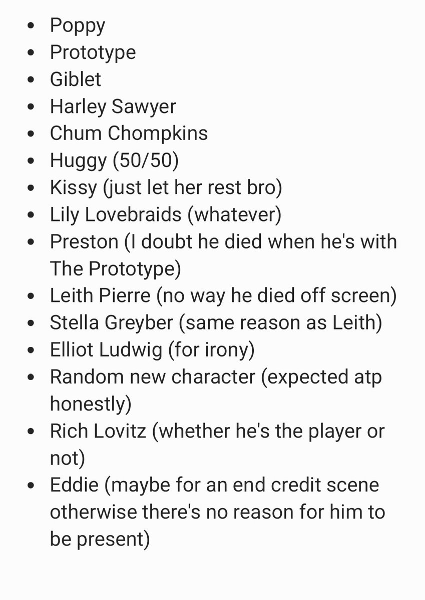 sunnysun_12's tweet photo. All possible characters for chapter 6 of Poppy Playtime that make sense for me https://t.co/TAkZGlqxMG