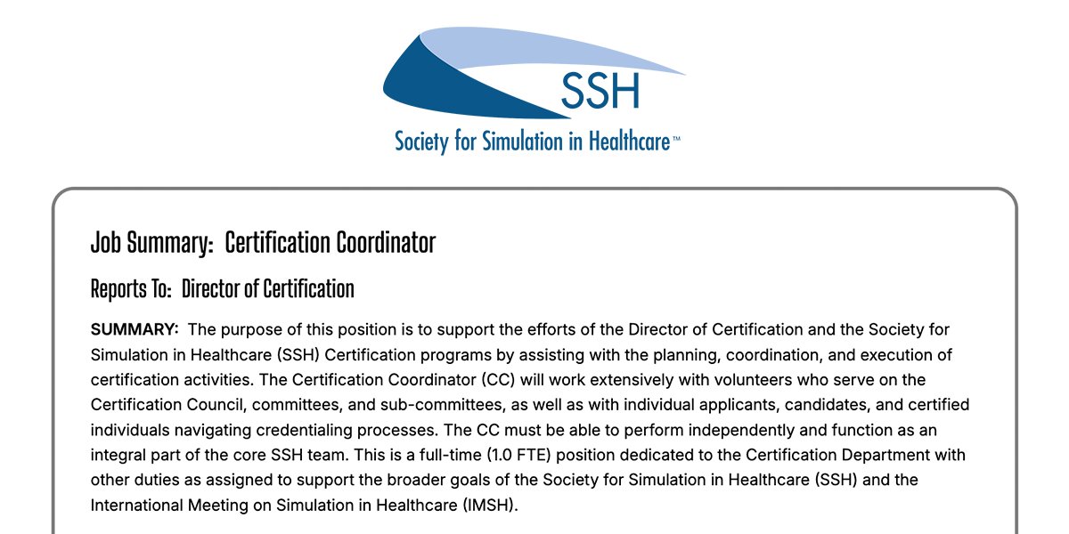 Society for Simulation in Healthcare tweet media