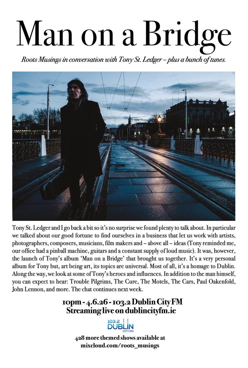 TonyStLedger1's tweet photo. Tonight's Roots Musings - 103.2 Dublin City FM, streaming live on https://t.co/JJte9ojLxu at 10pm 
Are You In? #manonabridge 

DIGITAL DOWNLOAD 
#manonabridge ALBUM 
NOW AVAILABLE 
https://t.co/o3mu2MTWIh

VINYL &amp; CD 
WORLDWIDE
https://t.co/Ct1trQ3yHH
&amp;
https://t.co/VimhAnPRXA https://t.co/C1dtOKQdhs