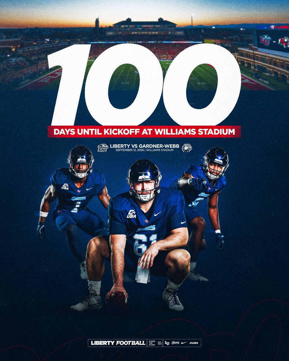 LibertyFootball's tweet photo. 100 days out from the most wonderful time of the year 🔥🏈

🎟️ https://t.co/ySs9DT153r https://t.co/pQrQfc6G7b