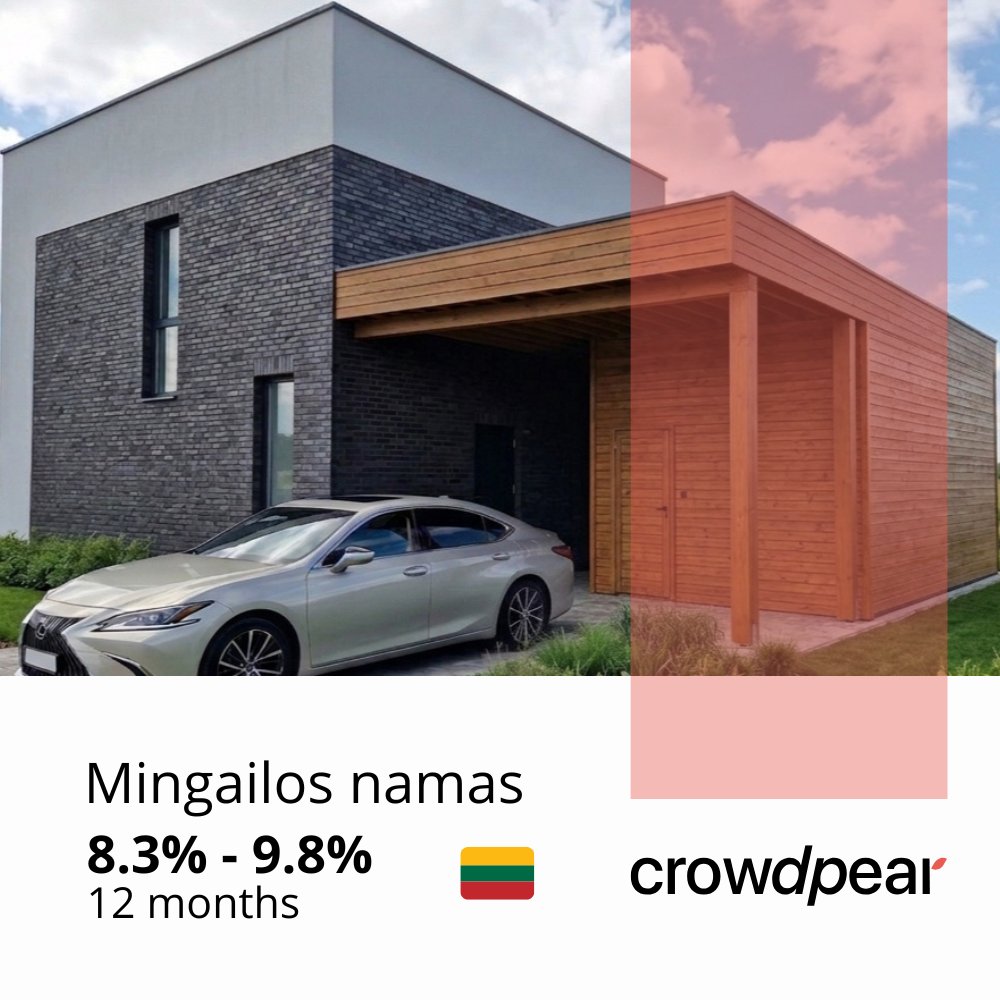 crowdpear's tweet photo. The investment offer, "Mingailos namas", with up to 9.8% annual interest, is available on Crowdpear.
Find project details at https://t.co/NQ932Gc6ZL.
#crowdpear
We responsibly select the projects we offer to investors. We also remind you that investing is associated with risk. https://t.co/HQ7zPbq4EC