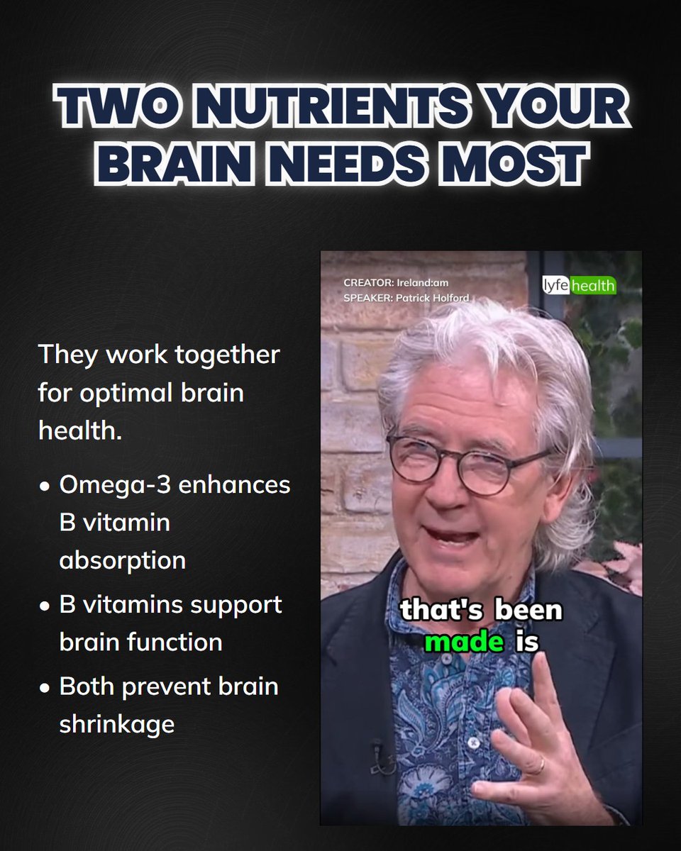 WorldLyfeHealth's tweet photo. Imagine a world where our brains grow stronger with the right nutrients! In this eye-opening clip, Patrick Holford reveals the crucial role Omega-3 plays in brain health.

Don't miss out  watch the full clip now!  
#Omega3 #BrainHealth #CognitiveWellness https://t.co/MzMZZvkOXZ