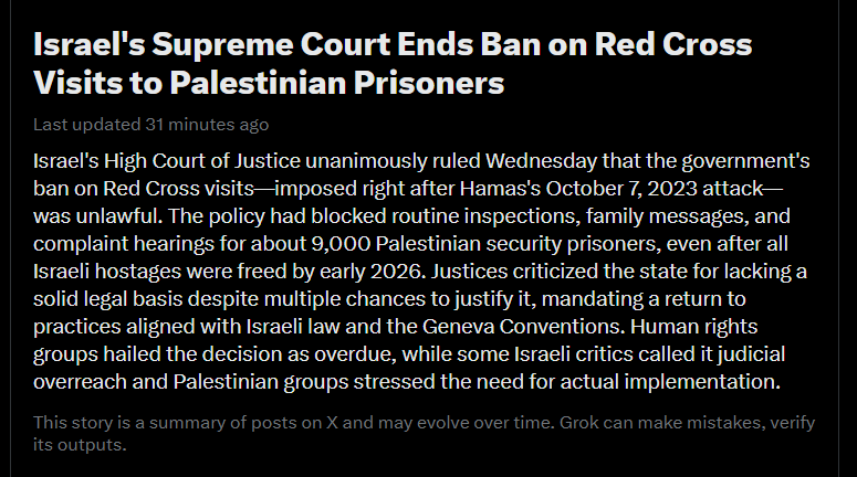 SammyScottDavis's tweet photo. After 2.5 years the Israeli Supreme Court rules that Israel's policy towards Palestinian prisoners is unlawful and flouts international law. https://t.co/wrwbwBg3Pa