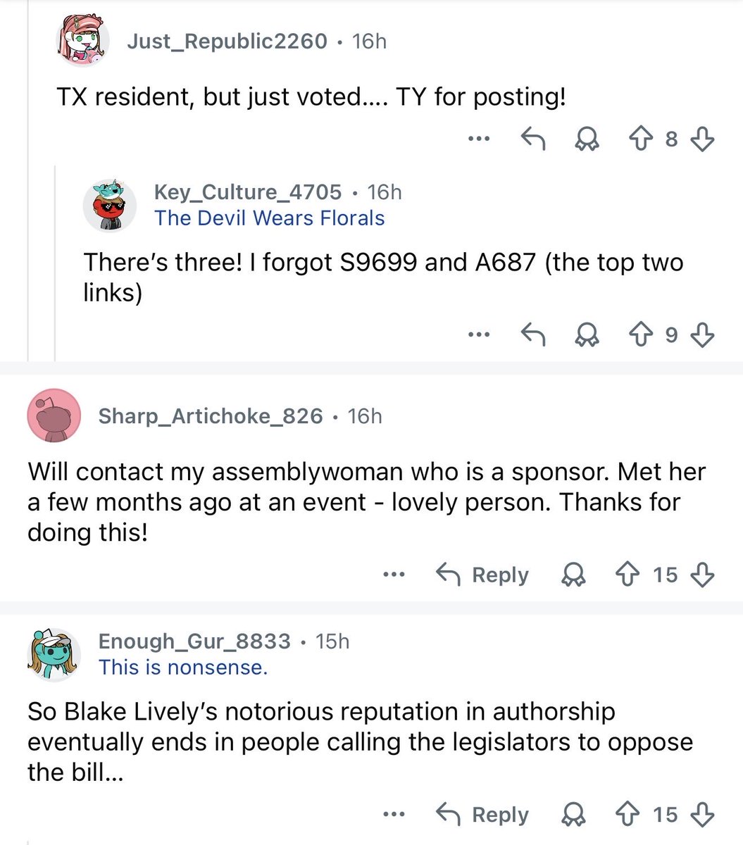 PrincessKikiM98's tweet photo. It has come to my attention that a community on Reddit, comprising individuals who support Justin Baldoni, is actively attempting to undermine and campaign against a proposed bill known as the Speak Your Truth Act in New York. This legislation aims to safeguard victims of sexual harassment, assault, and other forms of abuse from retaliation by their accusers.

By actively opposing the passage of this bill, it becomes evident that the supporters of Justin Baldoni do not genuinely care about or support victims of sexual harassment, assault, or any form of abuse. Their primary concern appears to be their animosity towards Blake Lively, particularly those who publicly denounce their abusers.

Furthermore, providing support to individuals who prioritize shielding sexual predators like Justin Baldoni from accountability for their actions, simply because they disapprove of Blake Lively, demonstrates a disregard for historical progress and a commitment to justice for victims.