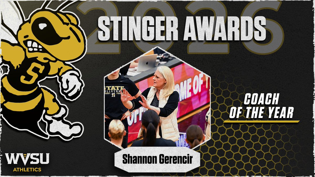 wvsuathletics's tweet photo. ๐| The 2026 Coach of the Year goes to Volleyball Head Coach Shannon Gerencir! In her first season returning as Head Coach, Shannon and the Yellow Jackets went 17-13 and advanced to the Mountain East Conference Championship.
#GoState #StingerAwards https://t.co/bFe6sqwH9W