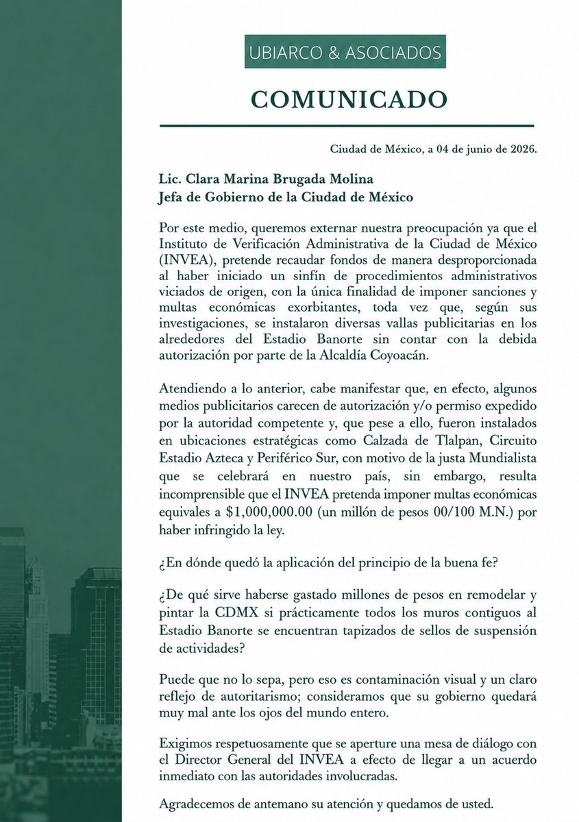 Bruno_Ubiarco's tweet photo. Basta de tantas injusticias.

Esperamos contar con su valioso apoyo Jefa de Gobierno @ClaraBrugadaM y Mtro. @JEsquincaF, Director del @inveacdmx. https://t.co/XGTxTCvg5w