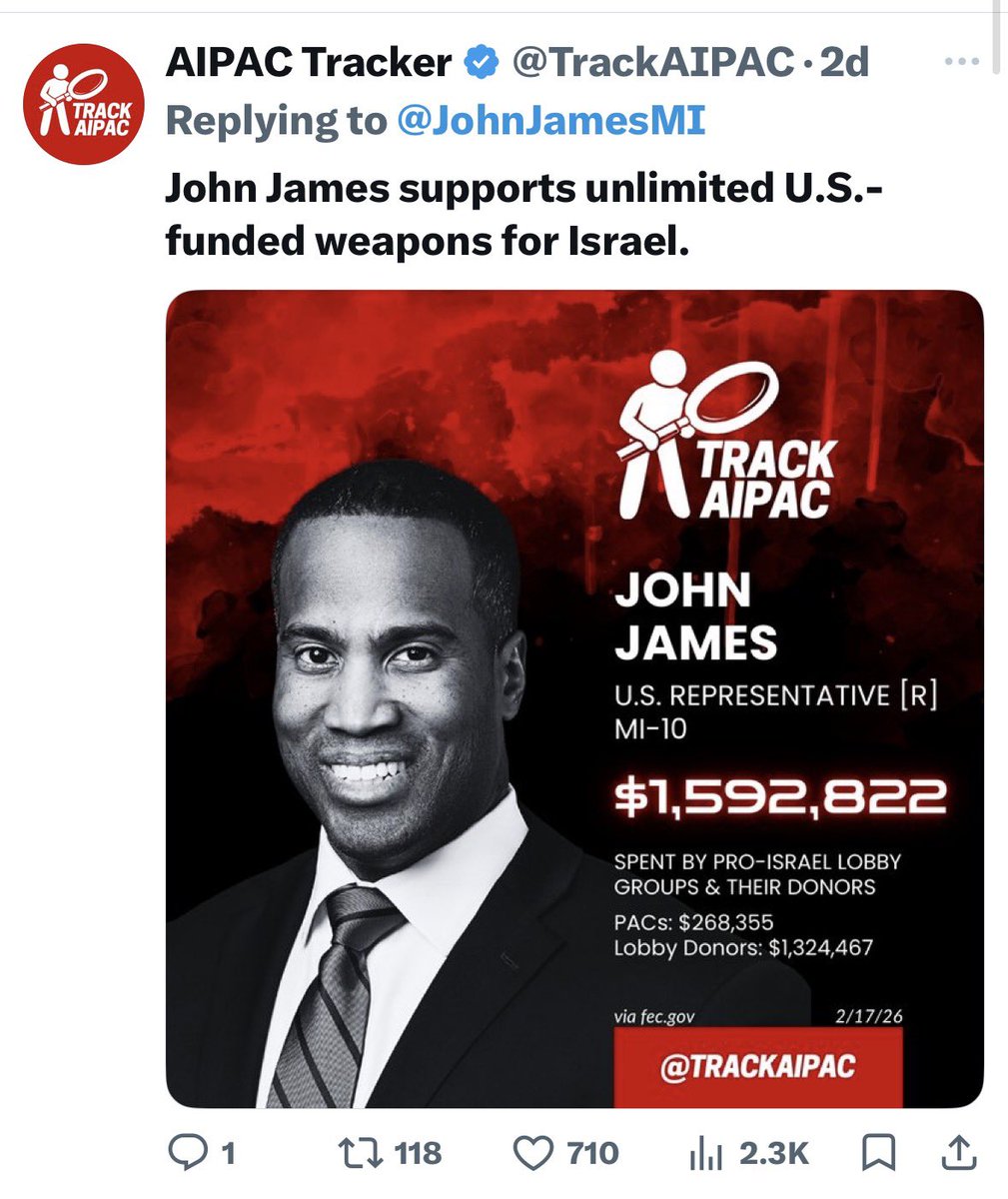 DickSatche's tweet photo. @JohnJamesMI @realDonaldTrump If you cut out AIPAC I will vote for you AGAIN, until then, I’ll vote for someone else. https://t.co/V8GhFRDaXi