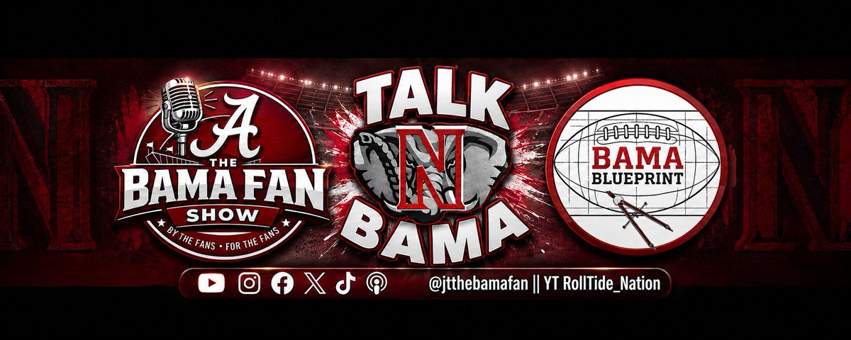 jtthebamafan's tweet photo. 🐘🔥 Presented By: RollTide_Nation 🔥🐘

🏈 OUR MOTTO:
"For The Fans, By The Fans"

Welcome to RollTide_Nation — a channel built by Alabama fans, for Alabama fans. No media spin. No fake narratives. Just passionate Alabama football discussion from true members of Bama Nation.

Link: https://t.co/29hdzoZvuj

🎙️ WEEKLY SHOW LINEUP

🔥 Bama Fan Show
Hosts: JTthebamafan & Cousin Maddox
📅 Every Monday
⏰ 6:30 PM CT | 7:30 PM ET

🔥 Bama BluePrint
Hosts: Domo & Hunter
Co-Host: Corey Bama
📅 Every Friday
⏰ 6:30 PM CT | 7:30 PM ET

🔥 Talk'N Bama
Host: JTthebamafan
Panelists: Herb & Domo
📅 Every Sunday
⏰ 6:00 PM CT | 7:00 PM ET

🐘 What We Cover:
✔ Alabama Football News
✔ Recruiting Updates
✔ Game Reactions & Analysis
✔ Transfer Portal Movement
✔ SEC Matchups & Rivalries
✔ Coaching Updates
✔ Player Breakdowns
✔ CFP & Championship Discussion
✔ Fan Reactions & Predictions

This isn't just another Alabama football channel...
This is Bama Nation's home.

🐘 FOR THE FANS. BY THE FANS.
ROLL TIDE!

#RollTide #AlabamaFootball #CrimsonTide