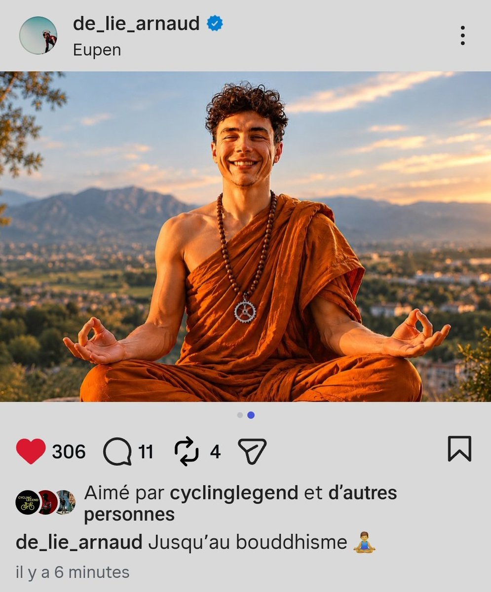 LeCyclismebelge's tweet photo. Le post instagram d'𝘼𝙧𝙣𝙖𝙪𝙙 𝘿𝙚 𝙇𝙞𝙚 🇧🇪 après sa victoire, ce type est fou... 😭😭

"Jusqu'au bouddhisme 🧘‍♂️" https://t.co/97xrPh5UNc