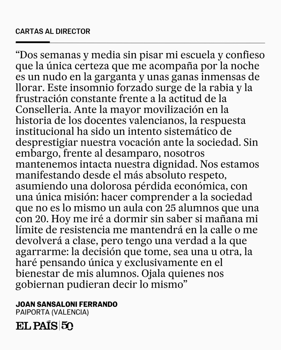 el_pais's tweet photo. COLUMNA | 'El precio de defender el futuro', la carta al director de Joan Sansaloni https://t.co/UbNTJEg0QE https://t.co/pBgtmGtpmY