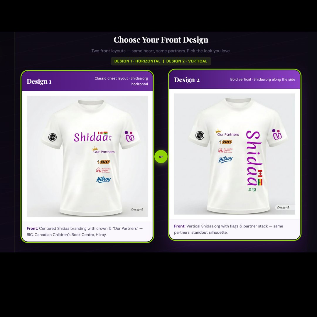 Shidaa_Fdn's tweet photo. 📷 WEAR THE CHANGE. FILL A BACKPACK.

A T-shirt is more than just clothing, it can be an opportunity to change a child's future.

The Shidaa Foundation, in partnership with Brampton T-Shirt Place, is proud to launch our limited-edition fundraising T-shirts in support of #𝗢𝗽𝗲𝗿𝗮𝘁𝗶𝗼𝗻𝗕𝗮𝗰𝗸𝗽𝗮𝗰𝗸. 

Every shirt purchased helps provide backpacks filled with essential school supplies to children and families in underserved communities.

📷 𝗦𝘁𝗮𝗻𝗱𝗮𝗿𝗱 𝗧-𝗦𝗵𝗶𝗿𝘁 – $49.99
📷 𝗣𝗲𝗿𝘀𝗼𝗻𝗮𝗹𝗶𝘇𝗲𝗱 𝗡𝗮𝗺𝗲 𝗘𝗱𝗶𝘁𝗶𝗼𝗻 – $59.99
📷 𝗦𝗽𝗲𝗰𝗶𝗮𝗹 𝗢𝗳𝗳𝗲𝗿: 𝗕𝘂𝘆 𝟮 𝘀𝗵𝗶𝗿𝘁𝘀 𝗮𝗻𝗱 𝗴𝗲𝘁 𝟱𝟬% 𝗢𝗙𝗙 𝘁𝗵𝗲 𝟮𝗻𝗱 𝘀𝗵𝗶𝗿𝘁!
📷 𝗣𝗶𝗰𝗸 𝘂𝗽 𝗮𝘃𝗮𝗶𝗹𝗮𝗯𝗹𝗲 𝗶𝗻 𝗪𝗼𝗼𝗱𝗯𝗿𝗶𝗱𝗴𝗲, 𝗢𝗡
📷 𝗦𝗵𝗶𝗽𝗽𝗶𝗻𝗴 𝗮𝘃𝗮𝗶𝗹𝗮𝗯𝗹𝗲 𝗮𝘁 𝗮𝗻 𝗮𝗱𝗱𝗶𝘁𝗶𝗼𝗻𝗮𝗹 𝗰𝗼𝘀𝘁

These shirts were generously designed, printed, and donated by Brampton T-Shirt Place, ensuring that 100% of proceeds go directly toward helping students start the school year prepared for success.
Every shirt purchased helps put school supplies into the hands of a child who needs them most.
Together, we can bridge the educational gap and create brighter opportunities for the next generation.

📷 𝗢𝗿𝗱𝗲𝗿 𝘆𝗼𝘂𝗿𝘀 𝘁𝗼𝗱𝗮𝘆: https://t.co/pKWnz262EX

Thank you for supporting our mission and helping us make a lasting impact, one backpack at a time.

#WearTheChange #FillABackpack