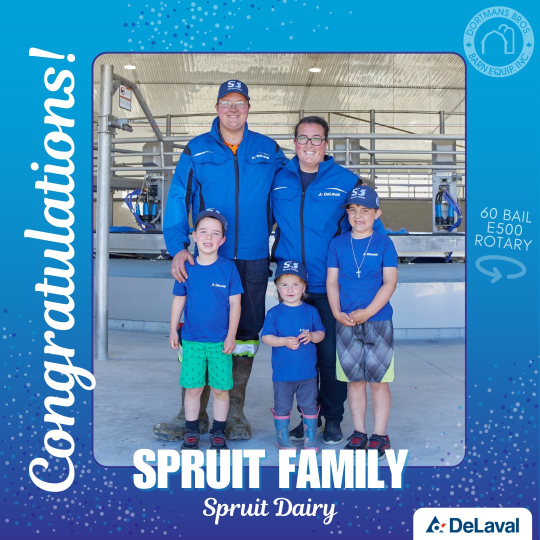 DortmansB's tweet photo. Congratulations! Spruit Family! 🎉🐄
What an exciting milestone as the new 60-bail DeLaval E500 Rotary begins operation at Spruit Dairy!
#dortmansbros #DeLaval #WeLiveMilk #teamblue https://t.co/d9VS5ZtYfV