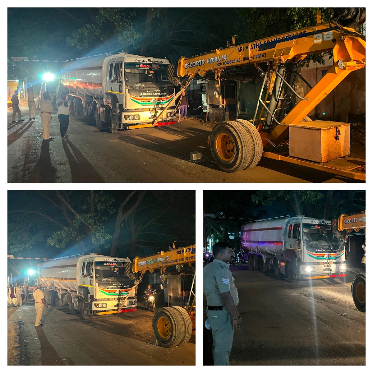 TShalliPS's tweet photo. ಈ ದಿನ ನಮ್ಮ ಪೊಲೀಸ್ ಠಾಣಾ ವ್ಯಾಪ್ತಿಯ ಕೊರಳೂರು ರೈಲ್ವೆ ಗೇಟ್ ಬಳಿ ಡೀಸಲ್  ಟ್ಯಾಂಕರ್ ವಾಹನವೊಂದು ಯಾಂತ್ರಿಕ ಸಮಸ್ಯೆಯಿಂದ ರಸ್ತೆಯಲ್ಲಿ ಕೆಟ್ಟು ನಿಂತು  ಸಂಚಾರ ದಟ್ಟಣೆ ಉಂಟಾಗಿದ್ದು, ನಮ್ಮ ಪೊಲೀಸ್ ಅಧಿಕಾರಿಗಳು ಹಾಗೂ ಸಿಬ್ಬಂದಿಗಳು ಕೂಡಲೇ  ಸ್ಥಳಕ್ಕೆ ತೆರಳಿ JCB ಹಾಗೂ Crane ವಾಹನದ ವ್ಯವಸ್ಥೆ ಮಾಡಿಸಿ ಕೆಟ್ಟುನಿಂತಿದ್ದ (1/2) https://t.co/RkDHF7Fvsr