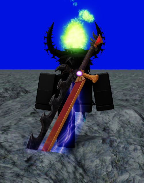 offq_0's tweet photo. @Rolimons The sword is so freaking big it even punctures the ground when scaled down. 

Unless Roblox decides to fix the issues like they did with the korblox deathwalker then it's a huge L.

Only reason to buy it would probably be the arm, but it only works in R15. https://t.co/q6c3V0q91i