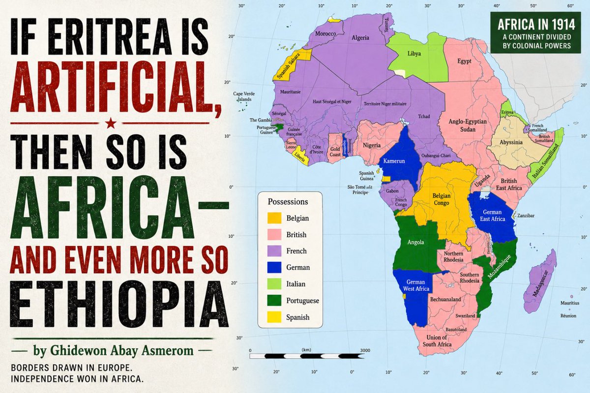 AlulaFre's tweet photo. If Eritrea is Artificial, then so is Africa and Even More so Ethiopia

June 4, 2026

By Dr. Ghidewon Abay Asmerom
@RedSeaBeacon 
￼
MYTH: “Eritrea is an artificial colonial creation of Italy and sustained by Arab patronage”
FACT: Eritrean independence was not granted by foreign powers. Like virtually every African state, Eritrea emerged within borders established during the colonial era and later recognized under international law. If Eritrea is considered artificial because its borders were defined during the colonial era, then the same logic would render almost every African state artificial. Eritrea is no exception; it emerged through the same historical process that shaped the modern African state system. Its independence, however, was not bestowed by diplomats, negotiated into existence in foreign capitals, or delivered on a silver platter. It was won through the blood, sacrifice, and perseverance of generations of Eritreans who fought and died for freedom on every front, from the trenches of Nakfa and the mountains of Sahel to the shores of the Red Sea. Eritrea secured its independence the hardest way a nation can, by defeating an occupying power backed at different times by the United States, the Soviet Union, and powerful diplomatic allies. What others sought to deny through force, Eritreans secured through struggle. Eritrea was not given independence; it earned it.
Some myths survive not because they are true, but because they are useful. Few examples illustrate this better than the persistent claim in Ethiopian expansionist discourse that Eritrea is merely a creation of Italian colonialism sustained by Arab patronage. According to this narrative, Eritrea possesses no authentic historical legitimacy, no distinct political identity, and no rightful claim to sovereignty. Its existence, Ethiopians are told, is not the product of the sacrifices and aspirations of its people, but the result of foreign powers conspiring to weaken Ethiopia and deny it access to the Red Sea.
At first glance, the argument may appear plausible to those unfamiliar with the history of Africa, colonialism, and state formation. Upon closer examination, however, it quickly reveals itself as political mythology masquerading as history. Its purpose is not to explain Eritrea’s emergence but to delegitimize its existence. It seeks to reduce more than a century of documented historical development colonial administration, international treaties, federation, annexation, armed resistance, and self-determination into a simplistic tale of foreign manipulation.
The irony is striking. The very people who dismiss Eritrea as a colonial creation rarely apply the same standard to any other African state, including Ethiopia itself. Yet modern Africa was built upon colonial-era boundaries. If colonial origins invalidate Eritrea, then consistency demands the same verdict for virtually every state on the continent. The claim collapses the moment it is subjected to the same scrutiny applied elsewhere.
To understand why, one must examine the historical foundations of both Eritrea and modern Ethiopia.
ReadMore @RedSeaBeacon 

@hawelti 
@Sudan #Djibouti #Somalia #Egypt #SaudiArabia #Turkey #Qatar #UAE
@EmbassyEritrea @hadnetkeleta @SirakBahlbi @EliasAmare @Afc2012Alula 
@Ghidewon @Yehdavid @GhideonMusa @globalezra @SharronYemane @Winta_eri 
@PMEthiopia @MFAEthiopia @MOFAEGYPT
@AfricanUnion
@antonioguterres
@cnni @AJEnglish @BBCWorld @Reuters @AFP @AlAhramWeekly 
@FT @latimes @nytimes @BBCWorld @AlJazeera @tberhan0437898
@shabait @ERiTV_Official 
@ForeignPolicy @TheAtlantic 
@CanadaFP @tewerwari_1

https://t.co/CNbPrmAULf