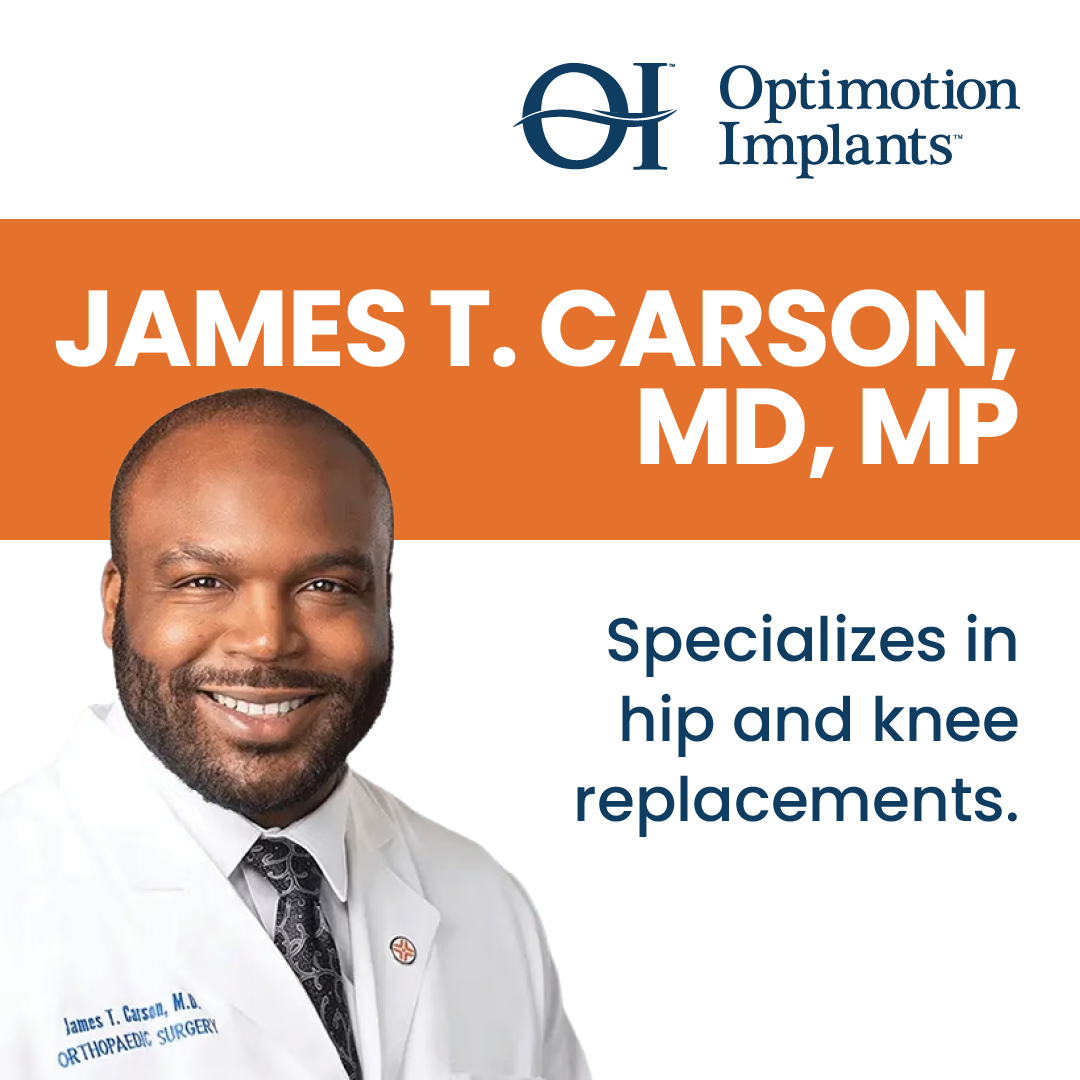optimotionknee's tweet photo. Meet Dr. Carson, MD, MPH! 👨‍⚕️ A Board-Certified Orthopedic Surgeon specializing in complex hip &amp; knee replacements.

🔹 Fellowship Trained
🔹 Dual Degree (MD/MPH)
🔹 Bilingual (EN/ES)

Learn more: https://t.co/eALXlMRQjy 

#OrthopedicSurgeon #OptimotionImplants #KneeSurgery https://t.co/4hSGAXc0nr