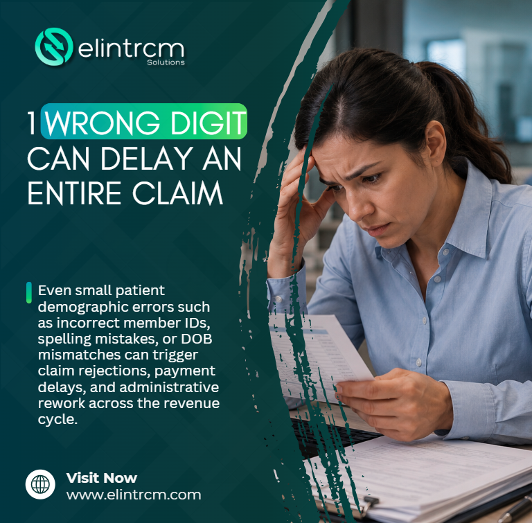 ElintL41402's tweet photo. Some of the costliest revenue cycle issues start with the smallest mistakes.

❌ Wrong member ID
❌ Misspelled patient name
❌ Outdated insurance info
❌ Incorrect DOB
These errors can trigger claim rejections, delayed payments, extra staff work, and revenue leakage. https://t.co/Q7PAvsSy4X