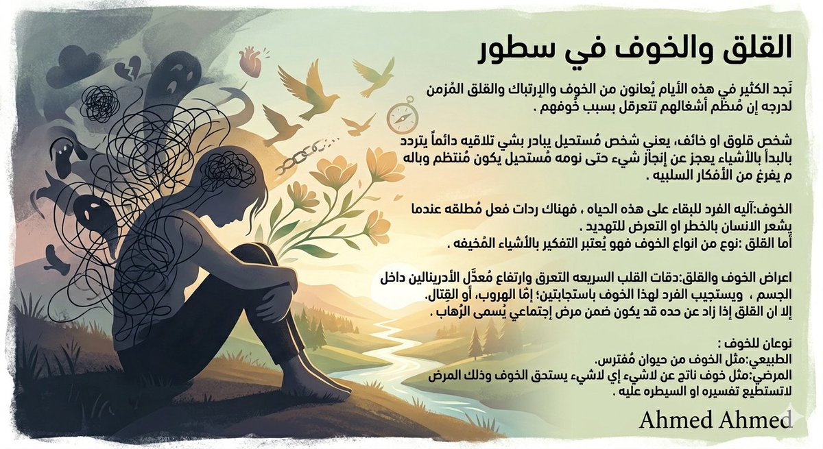 itHekdIItNblKiv's tweet photo. القلق والخوف.. مشاعر قد تعيق حياتنا إذا زادت عن حدها. إليك الفرق بينهما وكيف يؤثران علينا في سطور. 👌⬇️⬇️

 #كلام_من_القلب https://t.co/i95T8gRX1u