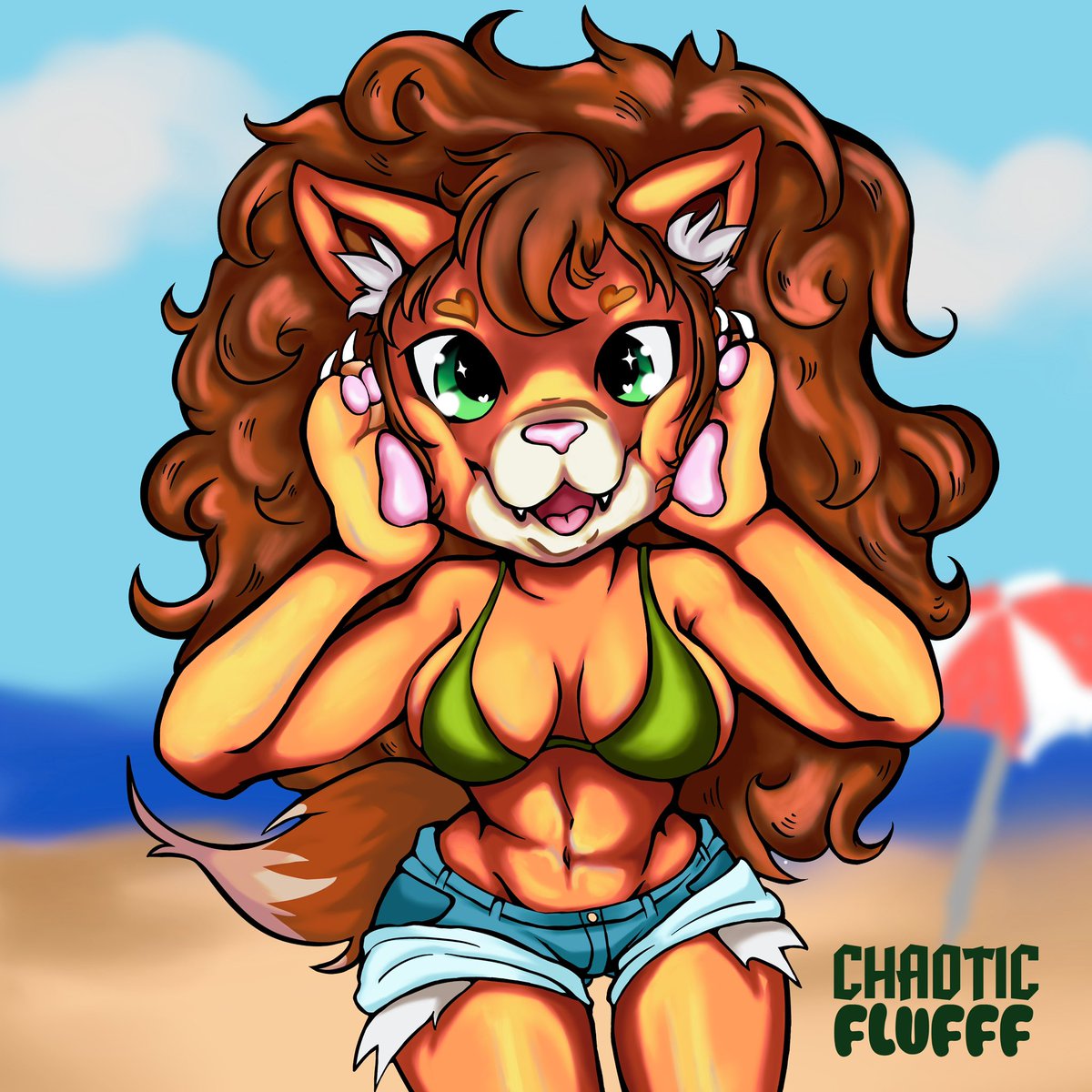 ChaoticFlufff's tweet photo. Here is the final art for the foxy beach babe❣️

#furry #furryart #fursona #art #fox https://t.co/A4Wi6rfRBV