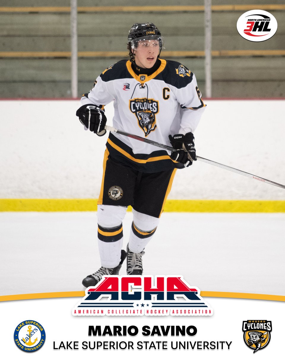 NA3HL's tweet photo. #NA3HL Commitment Alert: @WausauCyclones defenseman, Mario Savino, has committed to play college hockey for @LSSUACHADiv2Men.

📰 : https://t.co/OdFEyWjEWv https://t.co/vEk6owEOrs