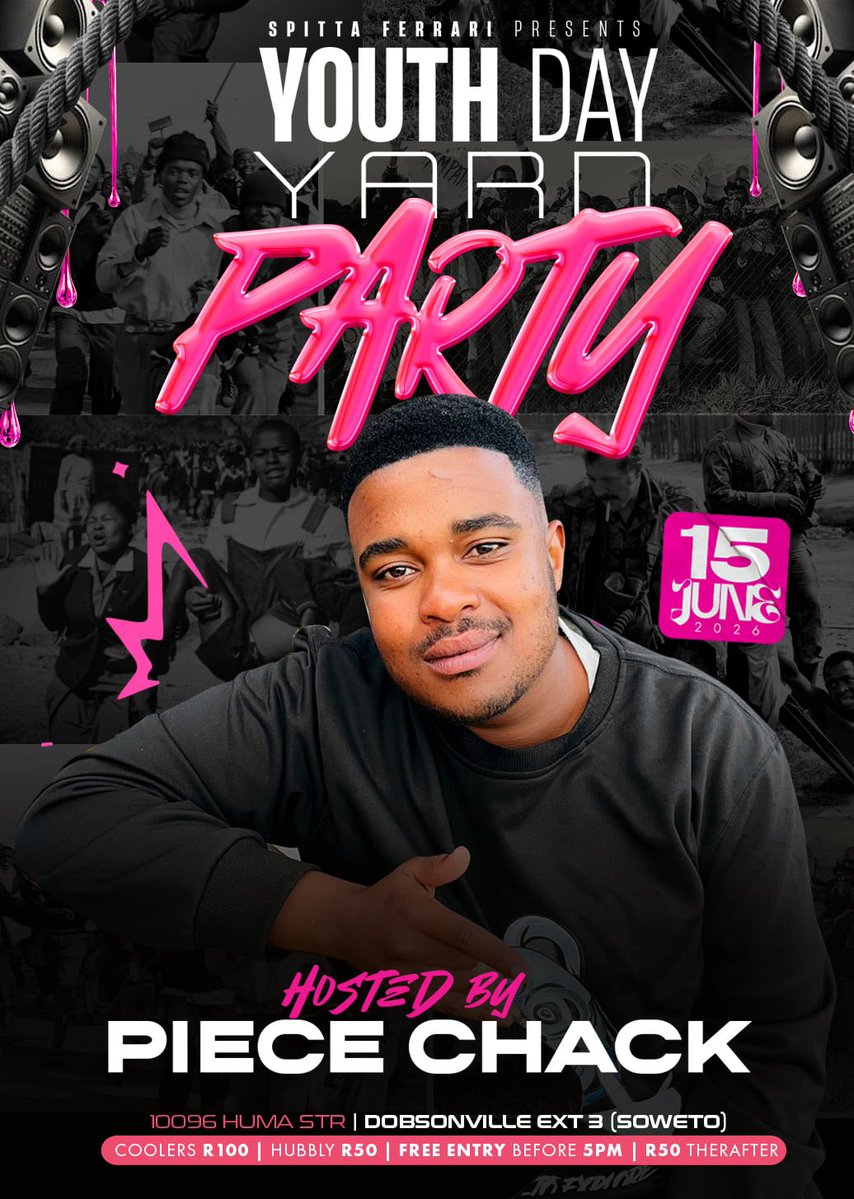 Spitta_Ferrari's tweet photo. A gathering for the for the people by the people. 

Tuesday ku worse abelungu ba dagiwe its a holiday. 

📅 : 15 June 2026 

📍10096 Huma Street Dobsonville Ext 3 https://t.co/PsxW6msvK1