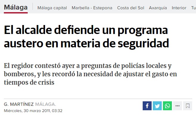 encierrobombmlg's tweet photo. Un poco de hemeroteca.

El argumento era la crisis...

15 años después sigue @PPaytoMalaga @pacodelatorrep utilizando los Fondos UNESPA, exclusivos para la inversión en Bomberos, gastándolo en otras mamandurrias.

¿Habrá que denunciar también esto? Una vez más al margen de la Ley https://t.co/f6dpc4ebIk