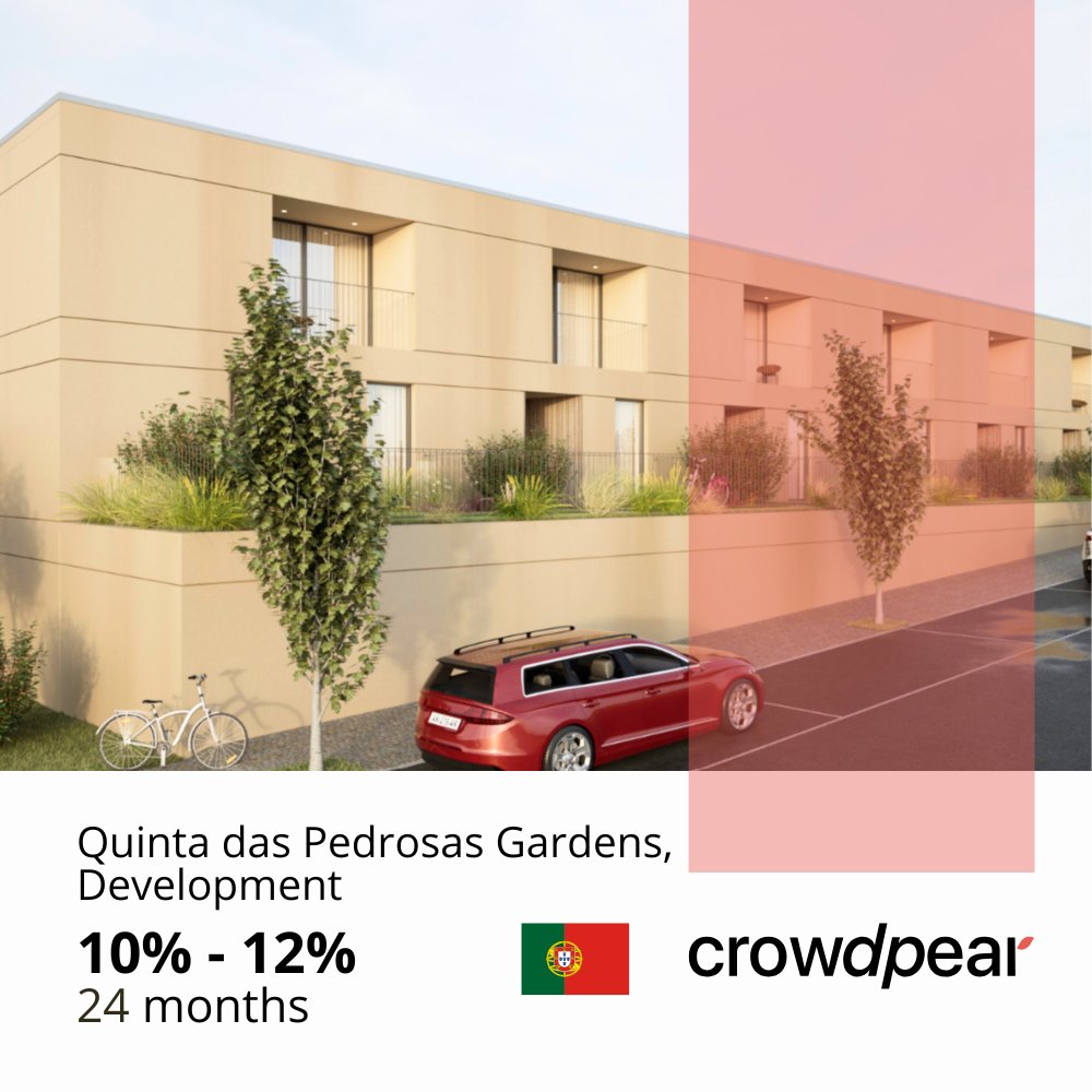 crowdpear's tweet photo. The investment offer, "Quinta das Pedrosas Gardens, Development", up to 12% annual interest, is available on Crowdpear.
More at https://t.co/NQ932Gc6ZL.
#crowdpear
We responsibly select the projects we offer to investors. We also remind you that investing is associated with risk. https://t.co/At7EGW6JRV
