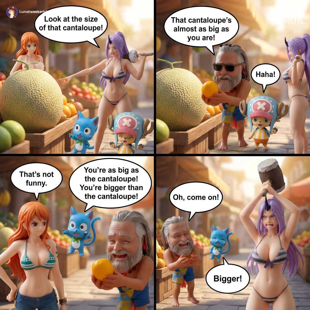 LordFatRat's tweet photo. One piece are Nami and Shion as big as a cantaloupe?
Happy and chopper #OnePiece https://t.co/Wd3URd0I5s