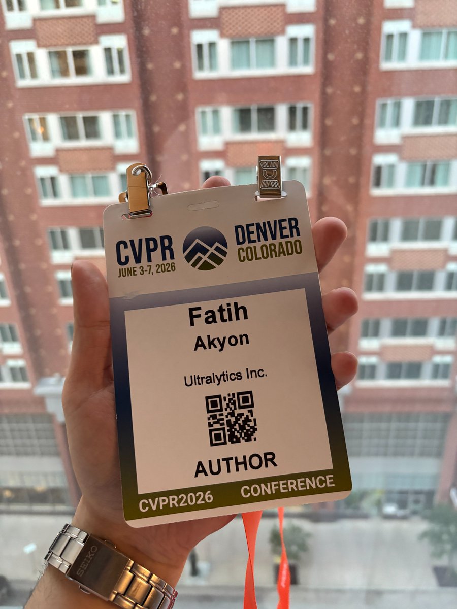 fcakyon's tweet photo. 1st day at @CVPR was fun 😎

☑️ Presented our paper, SenBen (Sensitive Benchmark), introducing a new dataset with explicit images and labels for vision-language models and a new metric to evaluate VLM's. Also, several tricks that improve the multimodal multitask generation capabilities of autoregressive models 👌 
☑️ Published the @Ultralytics YOLO26 paper at Arxiv.
☑️ Joined some sessions with my PhD advisor, Prof. Alptekin Temizel.

Also met with amazing people from the open-source community (everyone is asking about the YOLO26 paper 😂)