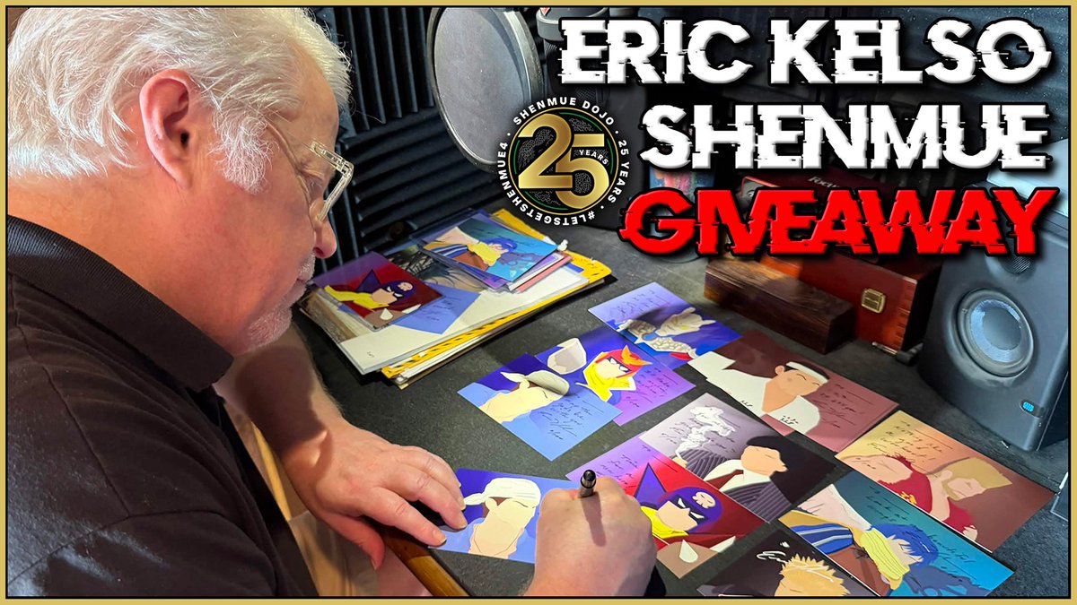 Shenmue_Dojo's tweet photo. COMPETITION! 

We have a full set of @EricKelsoVoice Signed Prints + A4 artwork to giveaway! 😱

To Enter:  
✅Follow the Dojo
✅Retweet/share  
✅Like  
✅Reply using #LetsGetShenmue4 

Closes June 6th!

Open WORLDWIDE!

More info:
https://t.co/hQPRy47kJ0 https://t.co/ZzEKI7r68b