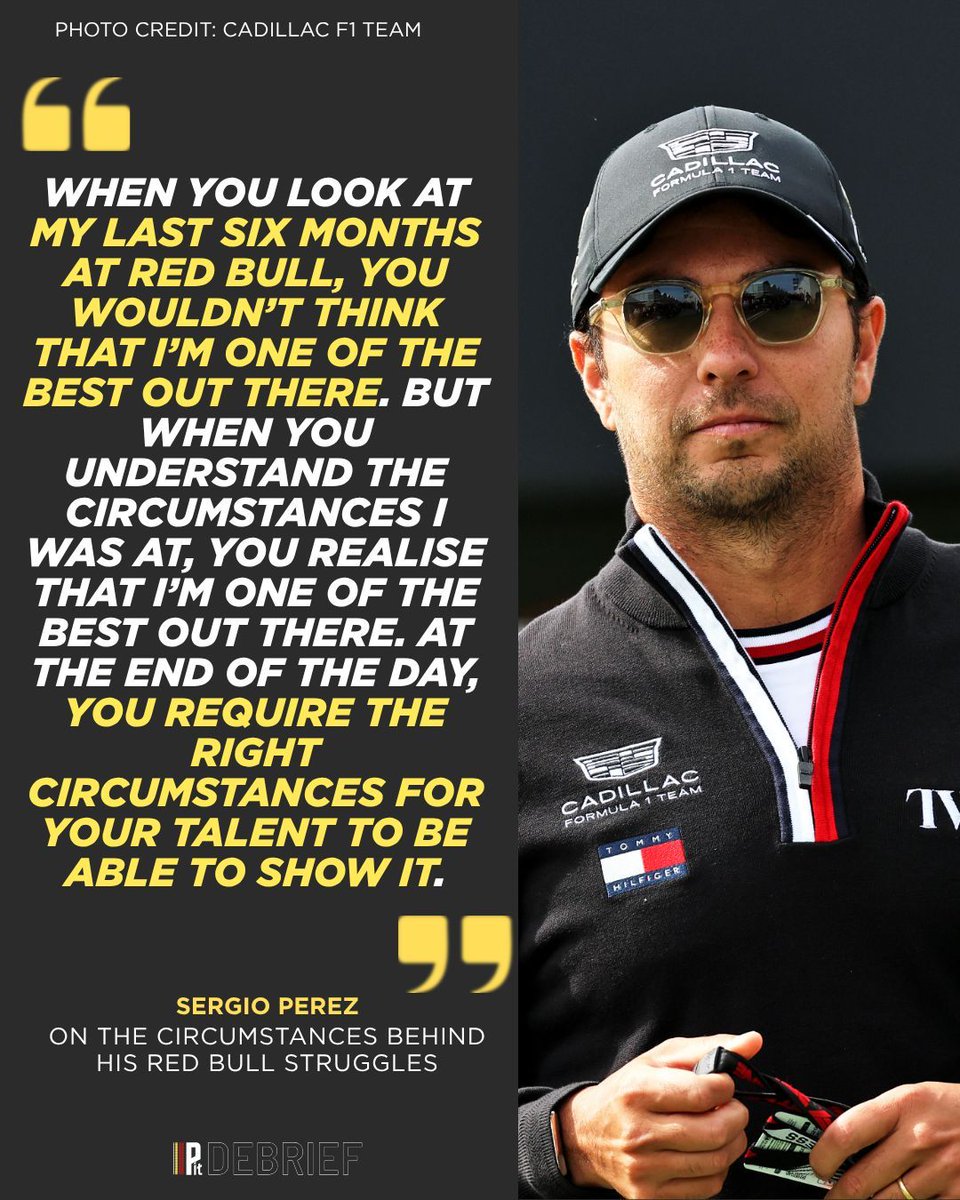 PitDebrief's tweet photo. More than just results 🏁

Sergio Pérez reflects on how difficult circumstances affected both performance and confidence, while insisting that the right environment allows talent to show. 

#F1 #Formula1 #MonacoGP https://t.co/nPqP4segn8