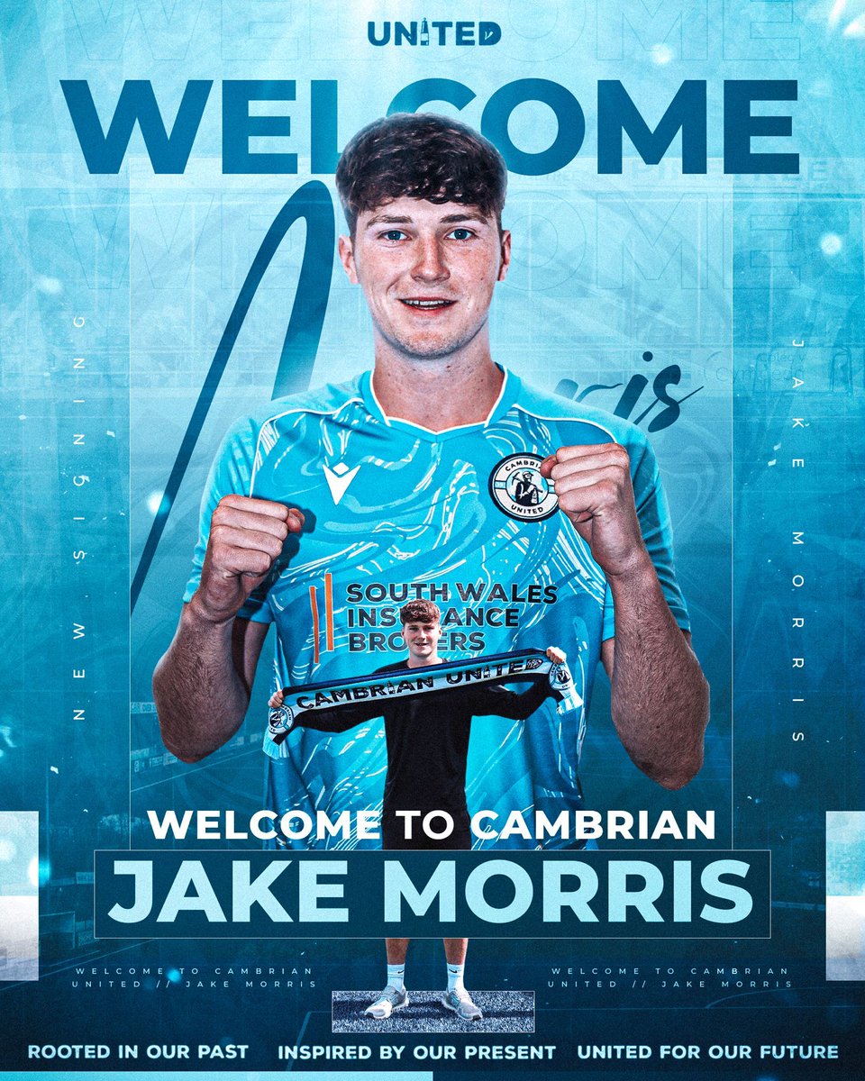 CamUtdMen's tweet photo. 🚨 𝗝𝗔𝗞𝗘 𝗠𝗢𝗥𝗥𝗜𝗦 𝗜𝗦 𝗕𝗟𝗨𝗘 🚨

We’re delighted to welcome Jake Morris to Cambrian United ahead of our first-ever Cymru Premier campaign. 💙

Welcome to the Cam Army, Jake!

#OneCambrian #CamArmy #CymruPremier https://t.co/XojXAiTN0z