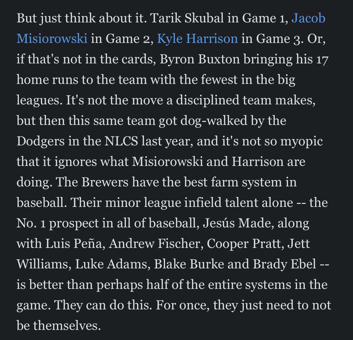 BrewPack8's tweet photo. From @JeffPassan /ESPN

“They can do this. For once, they just need to not be themselves” https://t.co/eH7RC3T1Yj