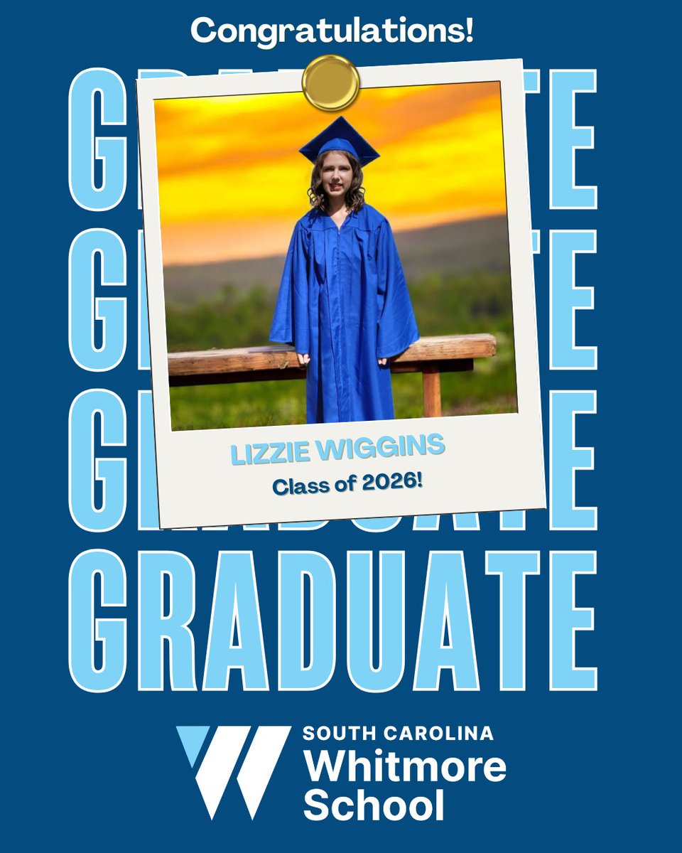 SCWS1's tweet photo. Congratulations, SC Whitmore graduate Lizzie Wiggins! She is planning to attend Florence-Darlington Technical College after graduation. We are very proud of you and excited about your future.🎉🎓 #SCWSClassof2026 https://t.co/9TOVlxqiOY