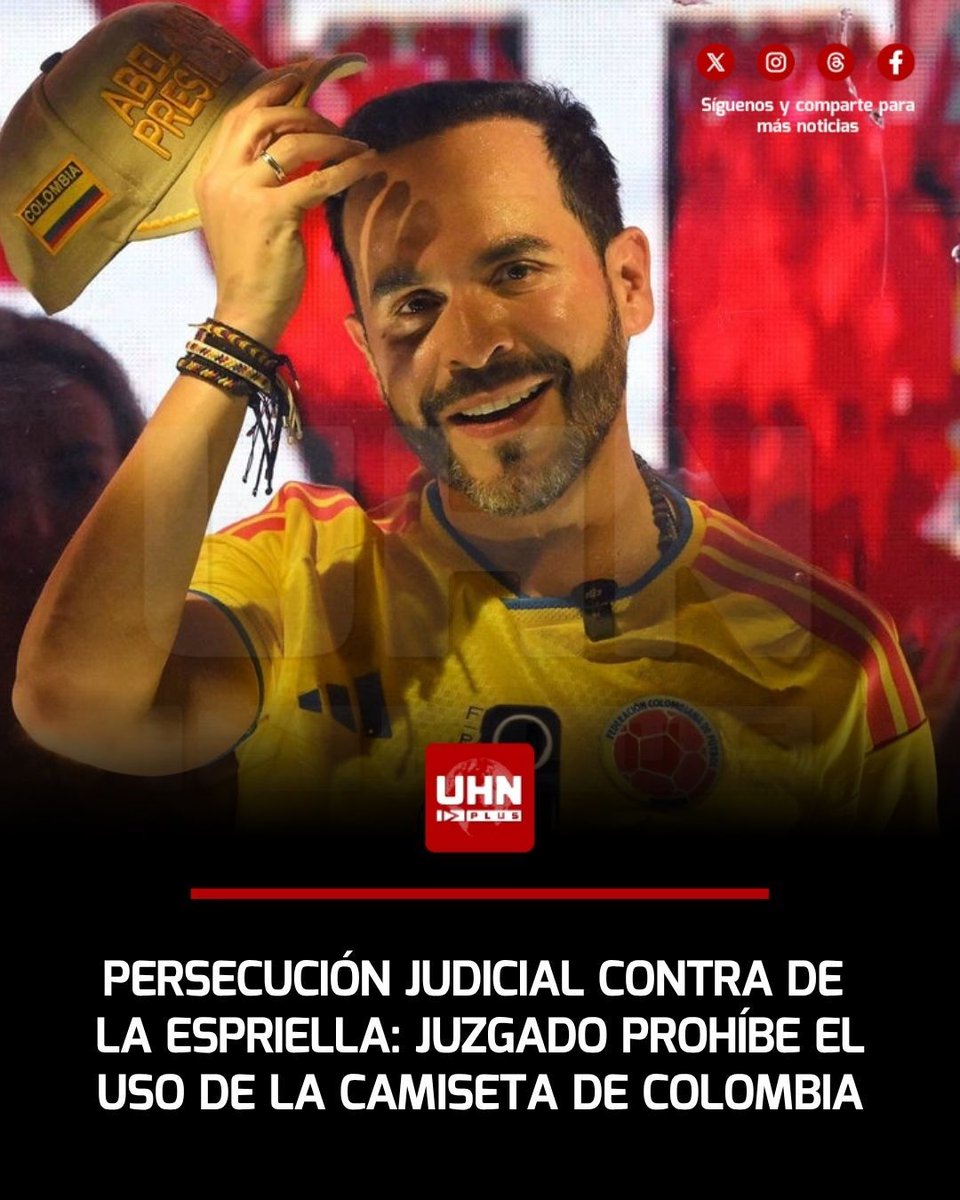 UHN_Plus's tweet photo. 🇨🇴‼️ | Un juzgado colombiano dictó una medida cautelar que prohíbe provisionalmente al candidato presidencial conservador, Abelardo De la Espriella, utilizar la camiseta oficial de la Selección Colombia de fútbol en sus actos de campaña. La insólita restricción judicial se mantendrá vigente mientras el tribunal resuelve de fondo una acción de tutela interpuesta en contra del aspirante patriota.