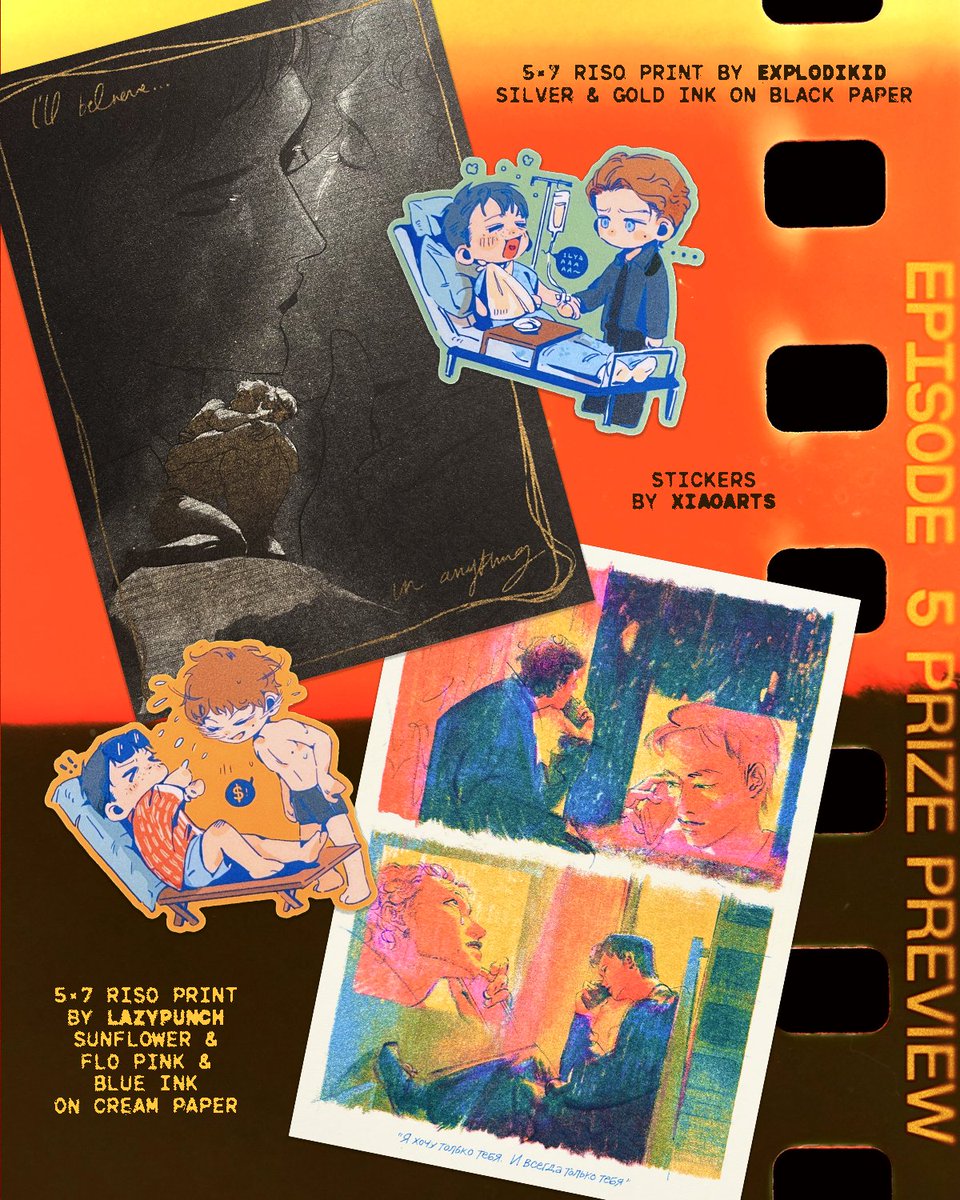 LAZYPUNCH's tweet photo. EPISODE 5: a heated rivalry stamp rally

at #sprinkletrinkletown this upcoming weekend!! spend $12+ at each booth to win 2 riso prints and 2 stickers that pay homage to iconic scenes from episode 5.

🎬 @lazypunch — D1
🎞️ @xiaoarts — D2
🎥 @explodikid — A9 (*prize pickup) https://t.co/IegGXwpblH