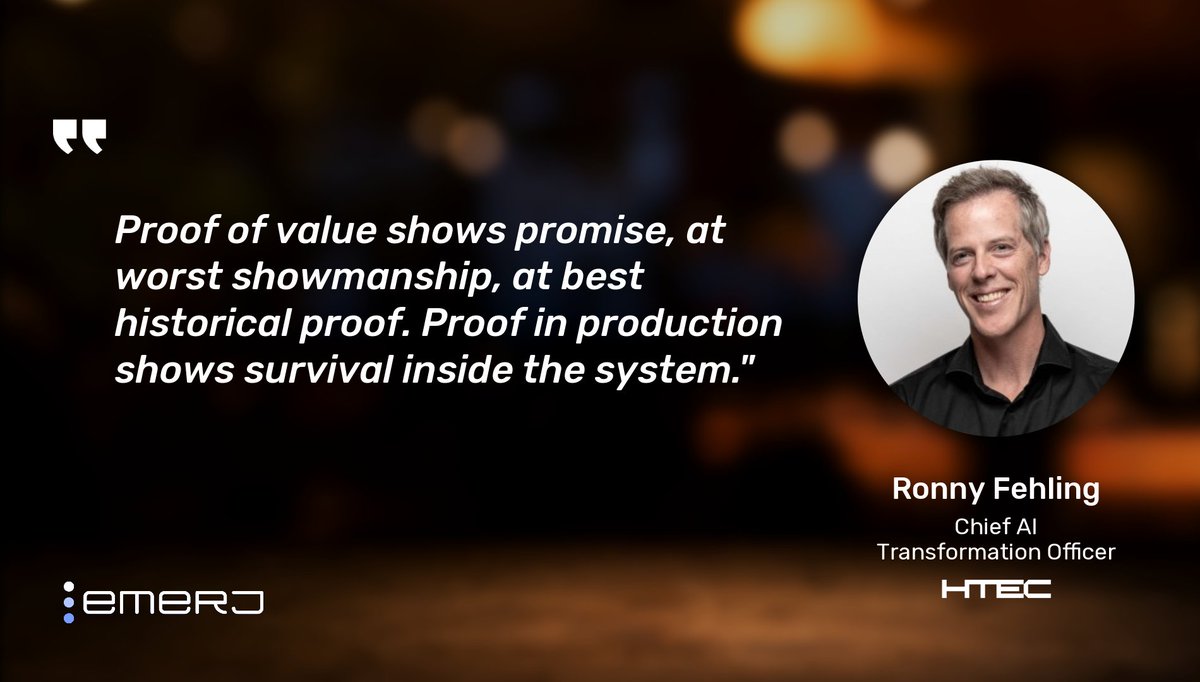 Emerj's tweet photo. A pilot that works in a lab and a system that works in the business are two different things. Ronny Fehling of HTEC on #AIinBusiness with @emerj. See what separates them: https://t.co/YLI9o5UrsK https://t.co/pUV4WrdCFm