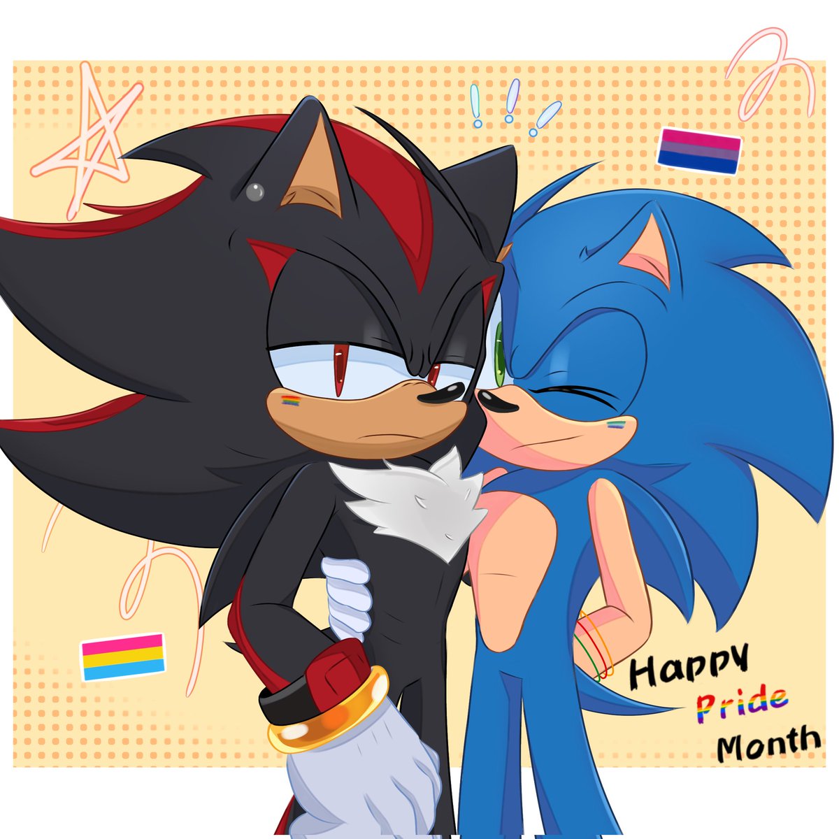 Moonlightnmuse's tweet photo. Happy Pride Month! 🏳️‍🌈 ❤️💙
(This important month for many has finally arrived ❤️)

#Sonadow #SonictheHedgehog #LGBTQ https://t.co/wYsQT9uDbI