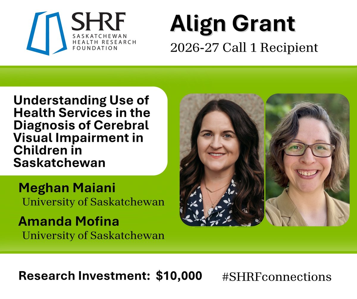_SHRF_'s tweet photo. We proudly announce Meghan Maiani and Amanda Mofina at @usaskSRS as one of our Align Grant recipients! 

Read about the project at https://t.co/ypXF5Rmk6O

@SCPOR_sk
@PattisonKids https://t.co/9RZ2l8thdr