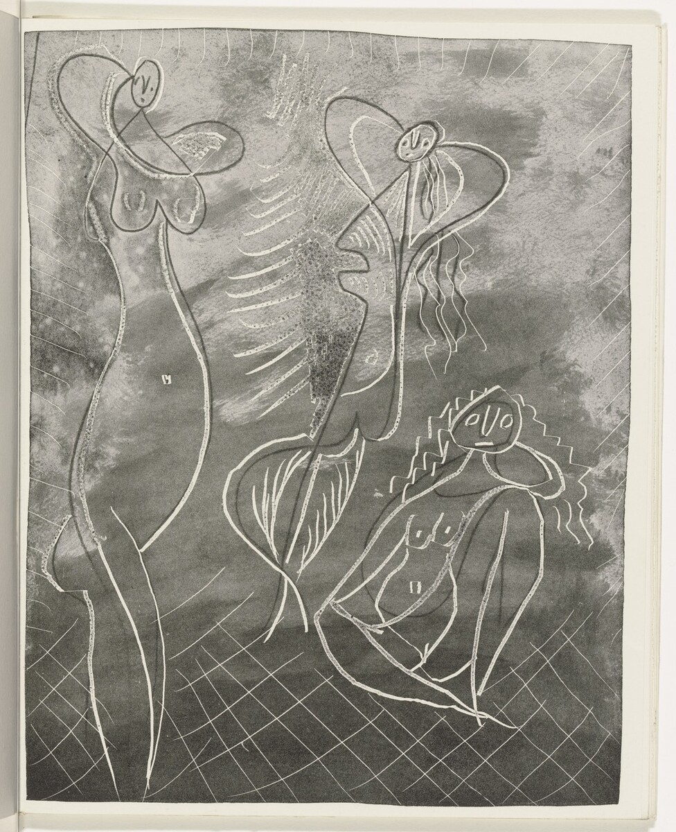 pablocubist's tweet photo. Three Bathers (plate, folio 24) from the illustrated book La Chèvre-Feuille #artbots #picasso https://t.co/jpBA9rn8Mt