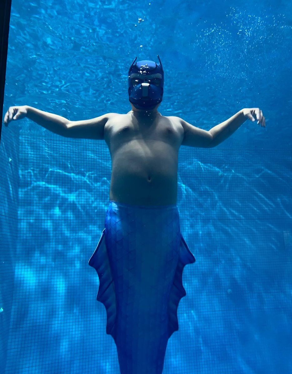 Mapleraining's tweet photo. 6／3 樹德人魚社團🧜‍♂️
水陸兩棲的不只有蛙人 還有偶！
下水前是一隻超可愛的狗狗
下水後雙腳化作一條魚尾在水中悠遊~~~ https://t.co/cYFVlapj6r